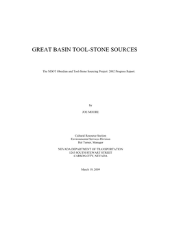 Great Basin Tool-Stone Sources