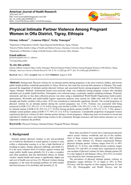 Physical Intimate Partner Violence Among Pregnant Women in Ofla District, Tigray, Ethiopia