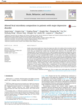 Altered Fecal Microbiota Composition in Patients with Major Depressive Disorder