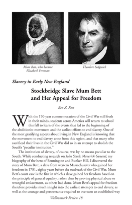 Stockbridge Slave Mum Bett and Her Appeal for Freedom