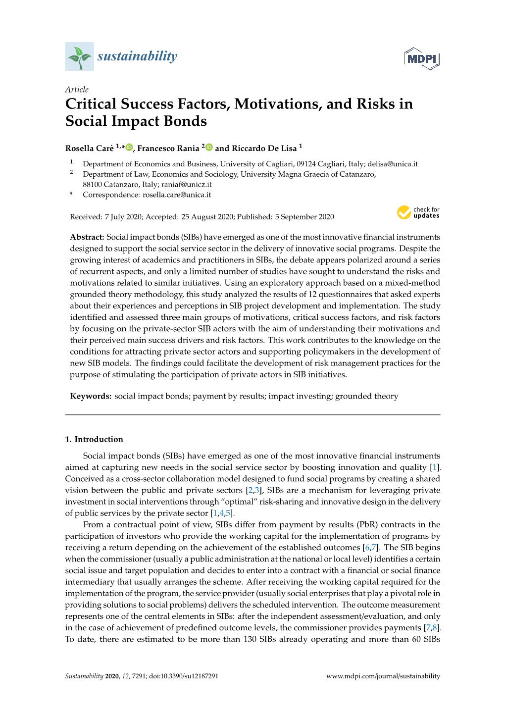 Critical Success Factors, Motivations, and Risks in Social Impact Bonds