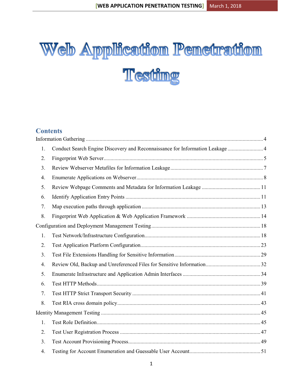 WEB APPLICATION PENETRATION TESTING] March 1, 2018