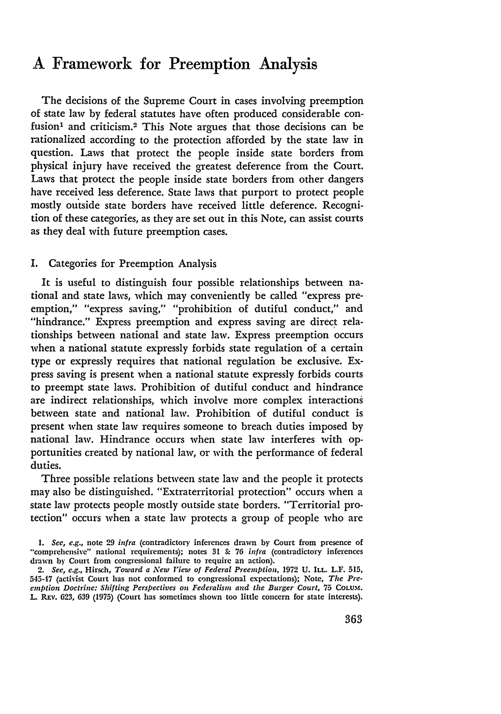 A Framework for Preemption Analysis