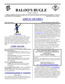 BALOO's BUGLE Volume 14, Number 8 "Make No Small Plans