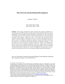 Kin Networks and Institutional Development*