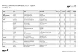 Diners Club International Airport Lounge Pricelist February 22Nd 2019