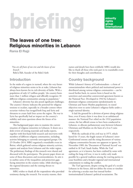 The Leaves of One Tree: Religious Minorities in Lebanon Rania El Rajji