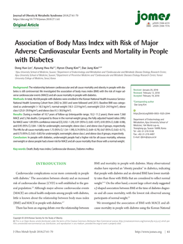 Association of Body Mass Index with Risk of Major Adverse