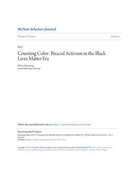Biracial Activism in the Black Lives Matter Era Maria Hamming Grand Valley State University
