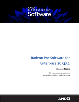 Radeon Pro Software for Enterprise 20.Q3.1
