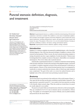 Punctal Stenosis: Definition, Diagnosis, and Treatment