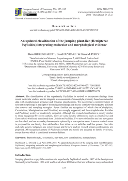 An Updated Classification of the Jumping Plant-Lice (Hemiptera