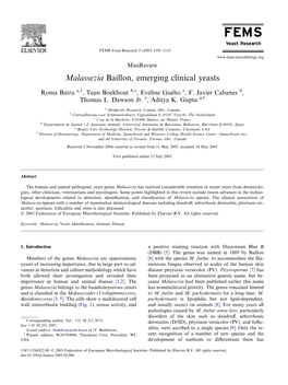 Malassezia Baillon, Emerging Clinical Yeasts