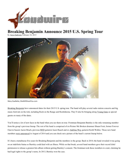 Breaking Benjamin Announce 2015 U.S. Spring Tour by Anya Zadrozny February 18, 2015