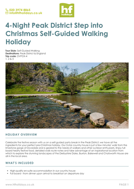 4-Night Peak District Step Into Christmas Self-Guided Walking Holiday
