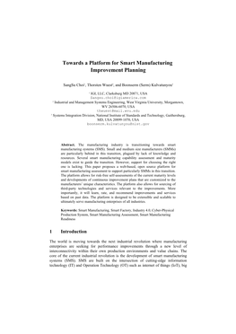 Towards a Platform for Smart Manufacturing Improvement Planning