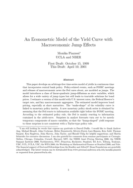 An Econometric Model of the Yield Curve with Macroeconomic Jump Eﬀects