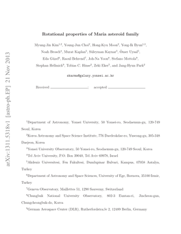 Rotational Properties of Maria Asteroid Family