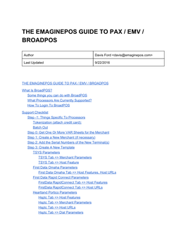 The Emaginepos Guide to Pax / Emv / Broadpos