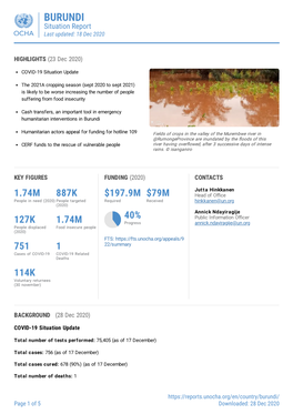 BURUNDI Situation Report Last Updated: 18 Dec 2020