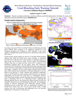 Coral Bleaching Early Warning Network Current Conditions Report #20090827
