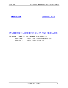 Synthetic Amorphous Silica and Silicates