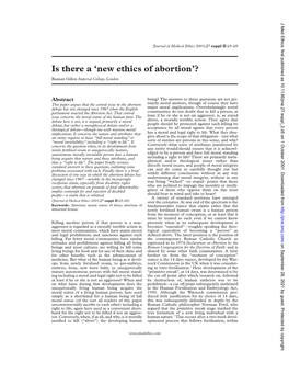 'New Ethics of Abortion'?