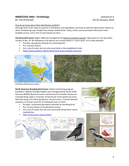 Ornithology Lectures 4–5 2019