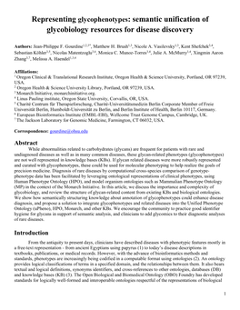 Representing Glycophenotypes: Semantic Unification of Glycobiology Resources for Disease Discovery