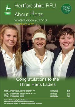 Hertfordshire RFU Sponsored by 7766 About Erts Winter Edition 2017-18 Hertsrugby.Co.Uk