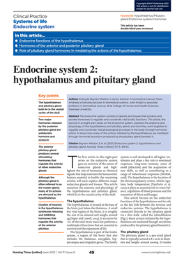 Endocrine System 2: Hypothalamus and Pituitary Gland
