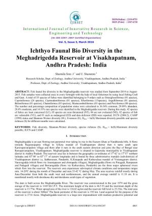 Ichthyo Faunal Bio Diversity in the Meghadrigedda Reservoir at Visakhapatnam, Andhra Pradesh: India