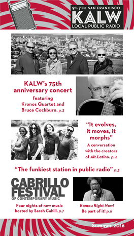 KALW’S 75Th Anniversary Concert Featuring Kronos Quartet and Bruce Cockburn