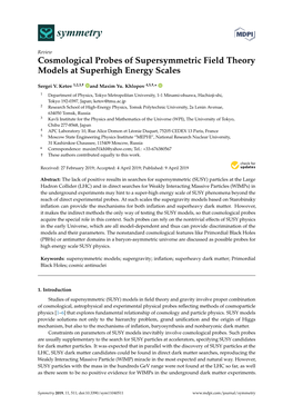 Cosmological Probes of Supersymmetric Field Theory Models at Superhigh Energy Scales