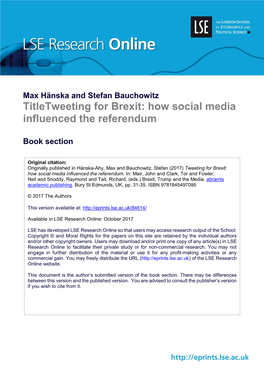 Titletweeting for Brexit: How Social Media Influenced the Referendum