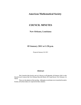 American Mathematical Society COUNCIL MINUTES