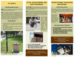 Pet Waste Litter, Illegal Dumping, and Illicit Discharges Proper Storage, Application and Disposal