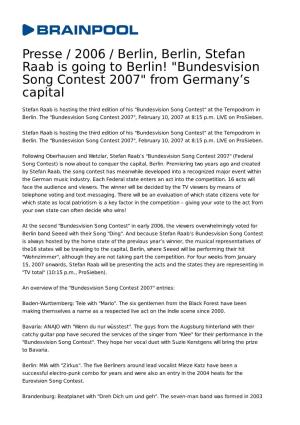 Bundesvision Song Contest 2007" from Germany’S Capital