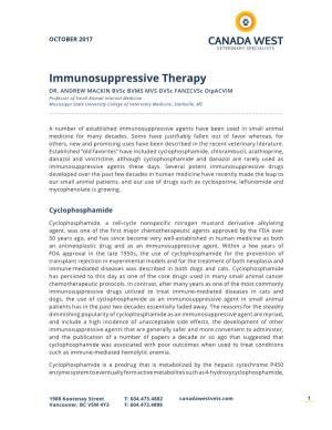 Immunosuppressive Therapy DR