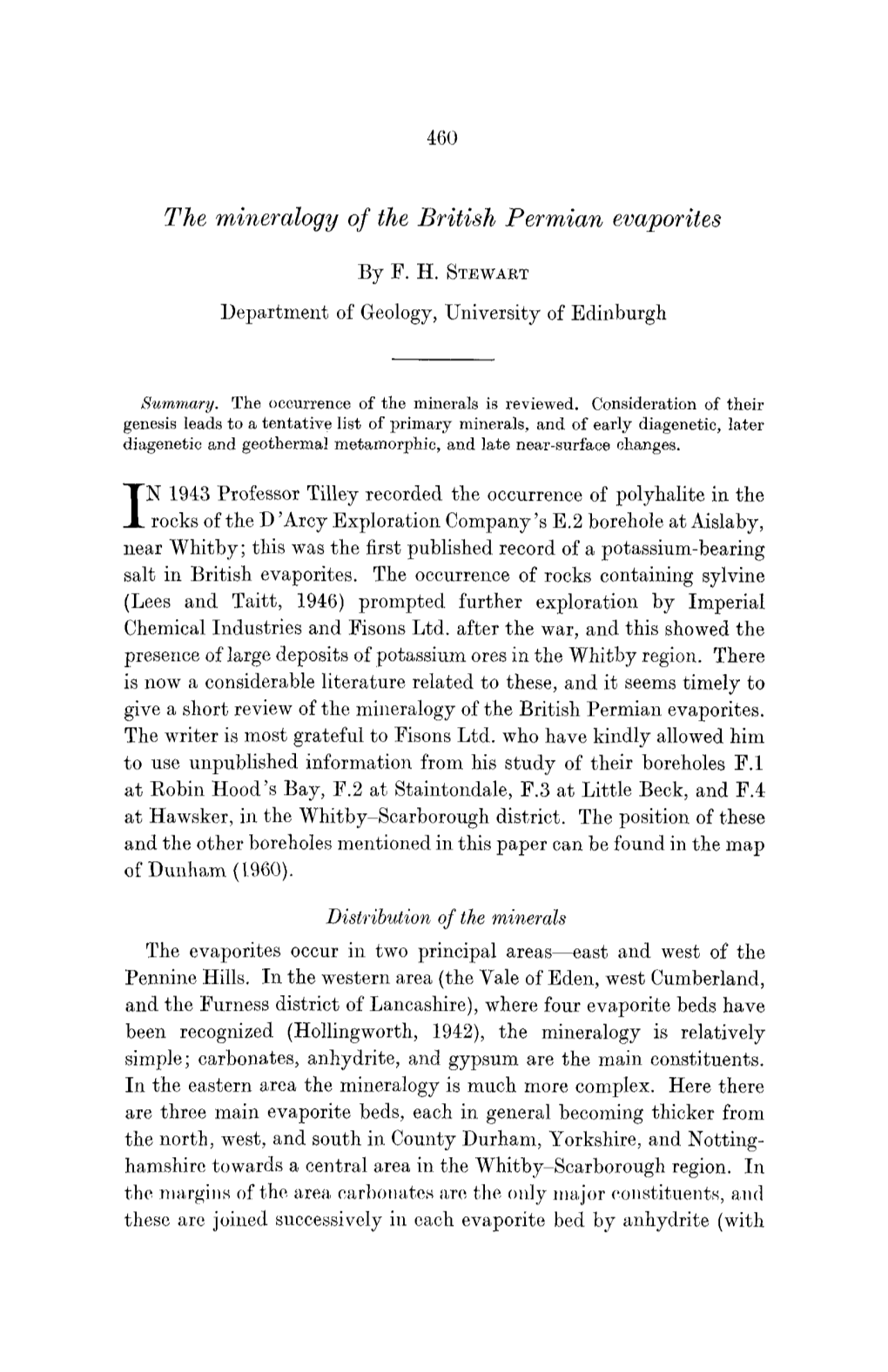 The Mineralogy of the British Permian Evaporites