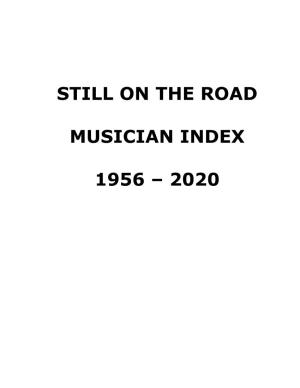 Still on the Road Musician Index 1956 – 2020