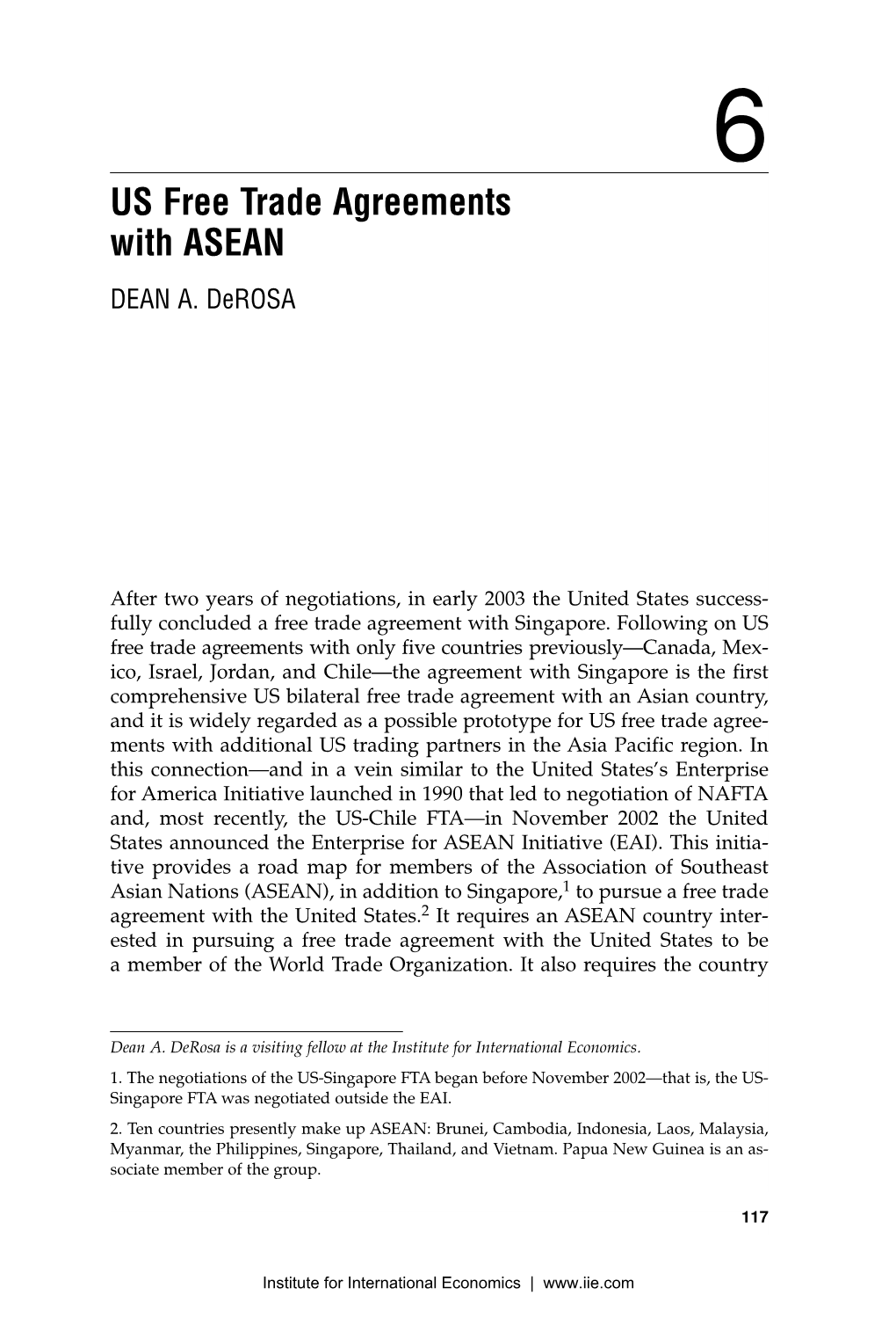 US Free Trade Agreements with ASEAN DEAN A