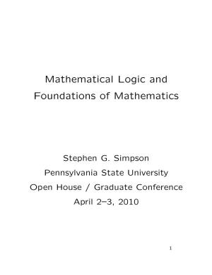 Mathematical Logic and Foundations of Mathematics