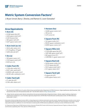 Metric System Conversion Factors1 J