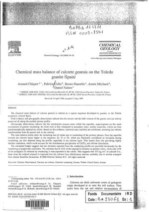 Chemical Mass Balance of Calcrete Genesis on the Toledo Granite (Spain)