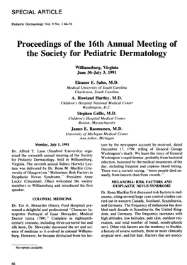 Proceedings of the 16Th Annual Meeting of the Society for Pediatric Dermatoiogy