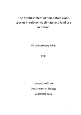 The Establishment of Non-Native Plant Species in Relation to Climate and Land Use in Britain