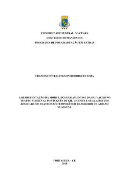 Universidade Federal Do Ceará Centro De Humanidades Programa De Pós-Graduação Em Letras