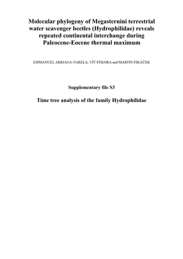 Molecular Phylogeny of Megasternini Terrestrial Water