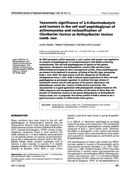 Taxonomic Significance of 2,4=Diaminobutyric Acid Isomers In